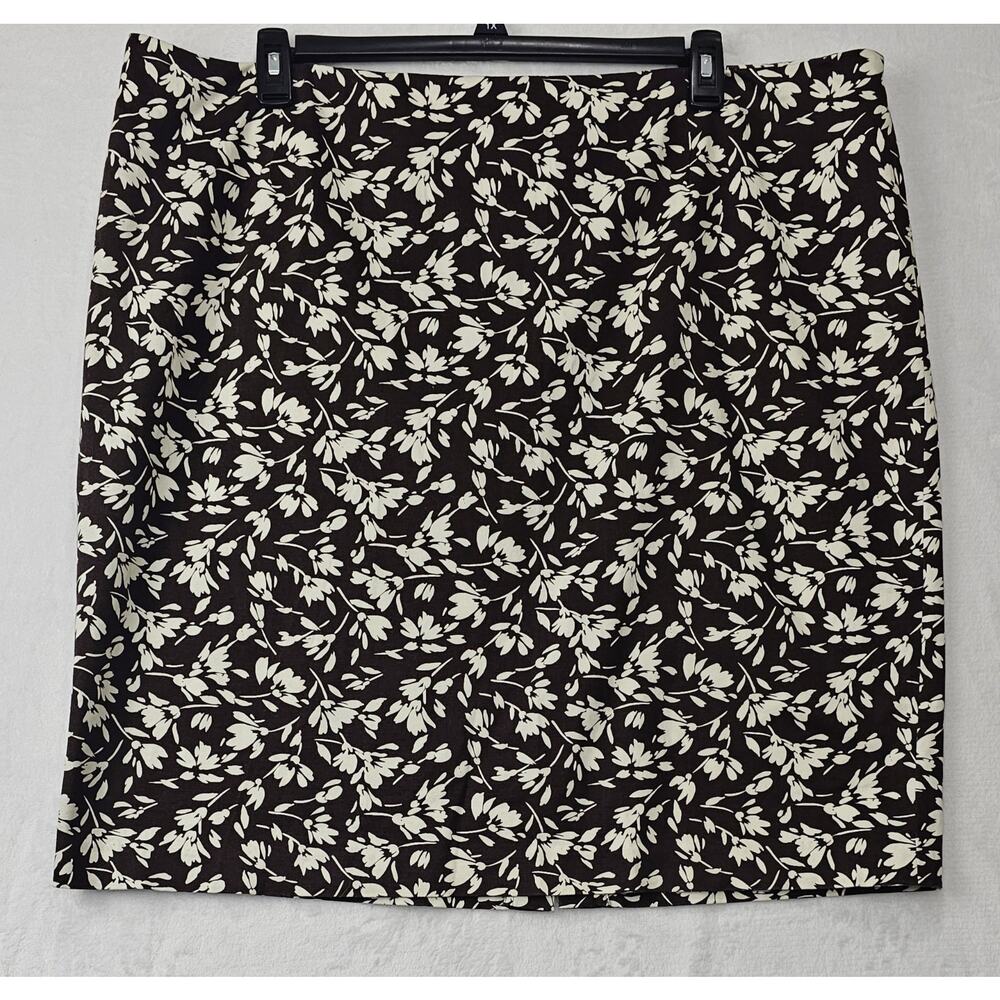 Lauren Ralph Lauren Skirt Brown Floral Cotton Blend Side Zip Mini Size 22W